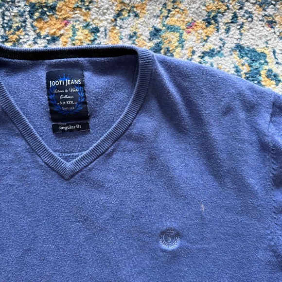 Vintage Oversized V-Neck Sweater Casual Preppy Knit - Picture 5 of 5